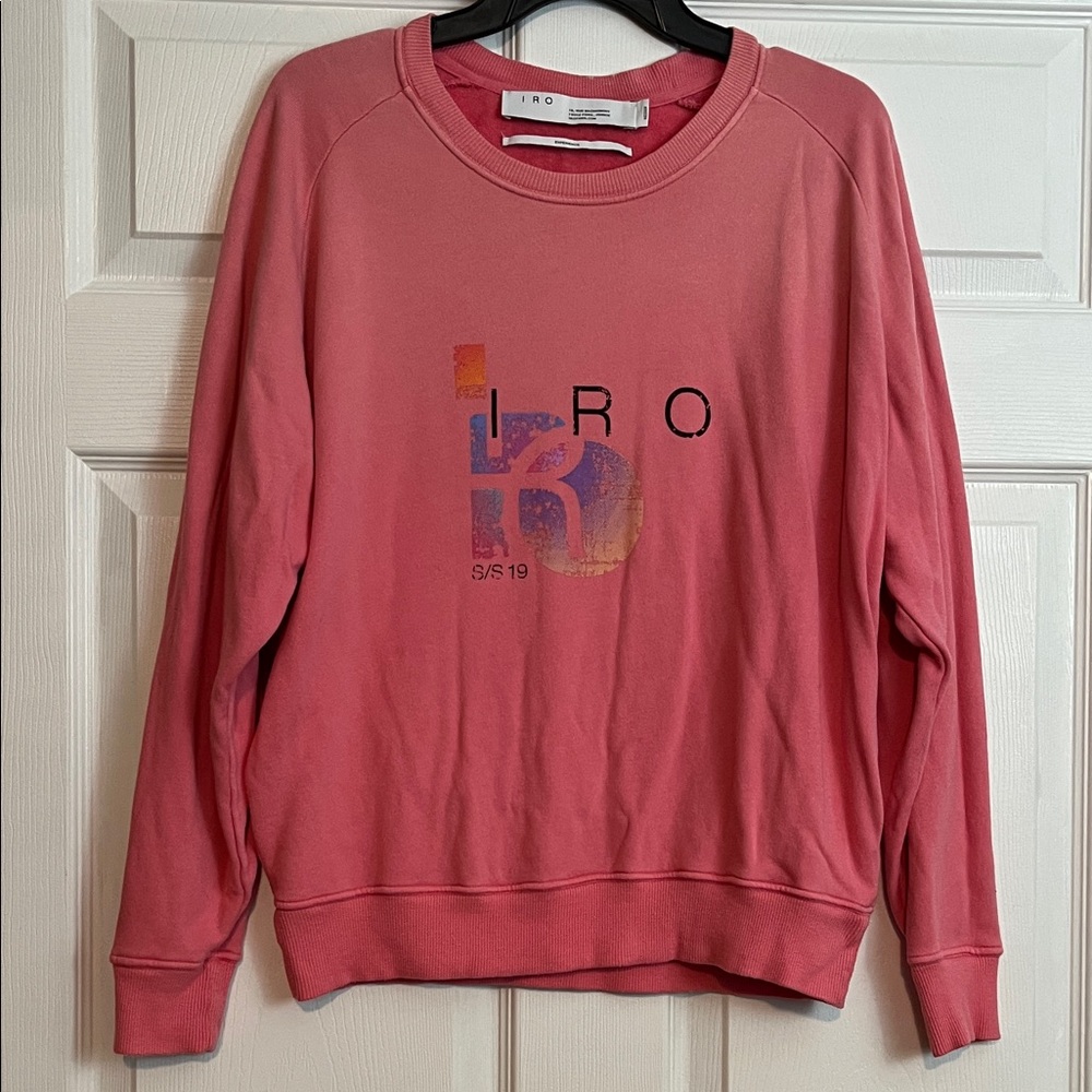 IRO Paris Logo Sweatshirt Women’s Size M Pink - French Designer Contemporary